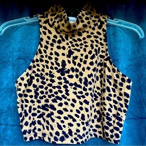 ||SOLD|| Gypsy Warrior Leopard Cheetah Print Crop Mockneck Turtleneck Tank Top